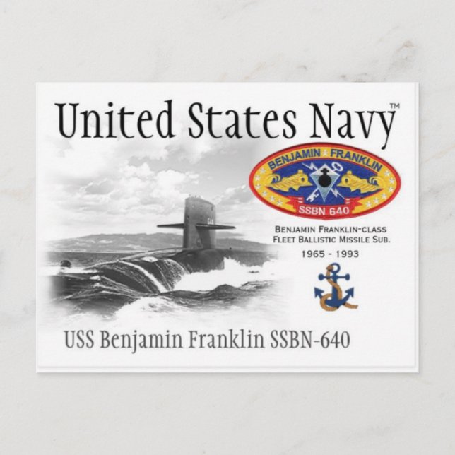 Postale USS BENJAMIN FRANKLIN SSBN-640 SUB. - Carte postal (Devant)