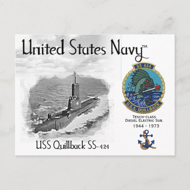 POSTALE USS USS QUILLBACK SS-424 SOUS-MARINE - CARTE POSTA (Devant)