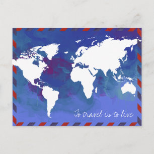 Postale Vers Voyage est de vivre / carte du monde