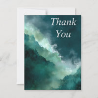 Vert foncé Turquoise Abstrait Carte de remerciemen