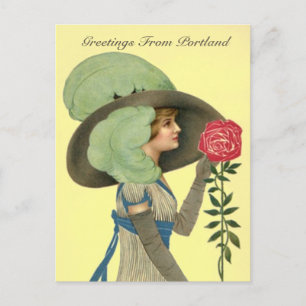 Postale VICTORIEN vintage avec ROSE Portland OU CARTE POST
