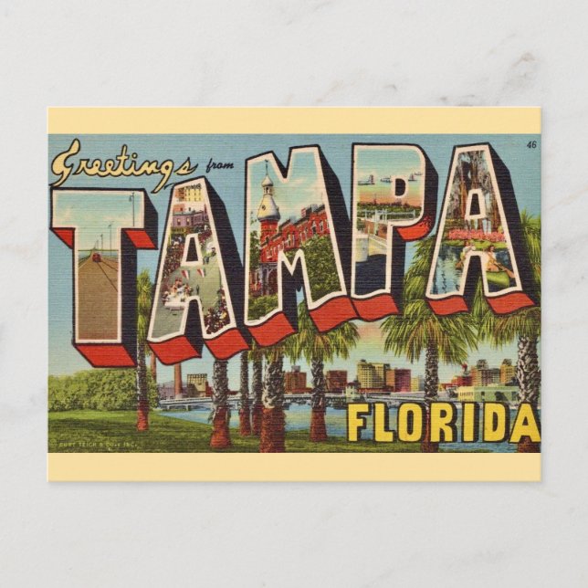 Postale Vieille carte de Tampa Floride Message de bienvenu (Devant)