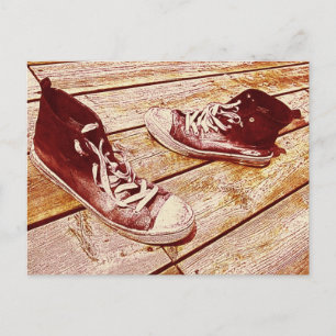 Postale vieilles chaussures - lancez vos chaussures carte