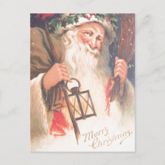 Postale Vieux Saint Nicolas avec Lanterne Vintage carte po