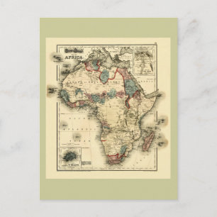Postale Viintage 1874 Carte de l'Afrique Antique africaine