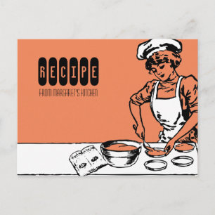 Postale vintage boulangerie fille cuisson cuisine carte de
