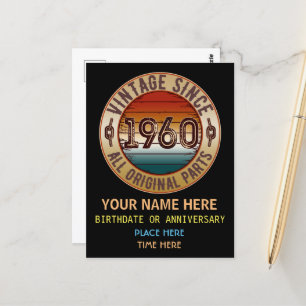 Postale Vintage Depuis 1960 Toutes Pièces D'Origine  Carte