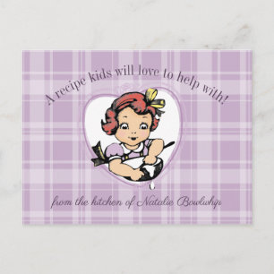 Postale Vintage fille enfants cuisine de cuisson carte de