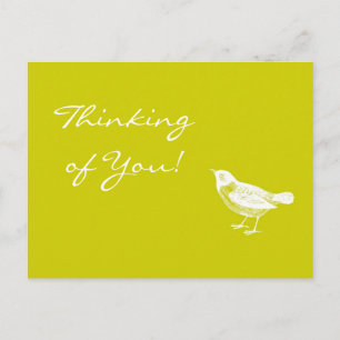 Postale Vintage moutarde Jaune Bird Penser à votre carte