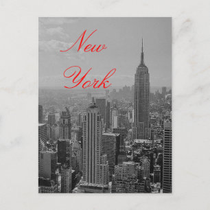 Postale Vintage noir et blanc rouge Script New York carte