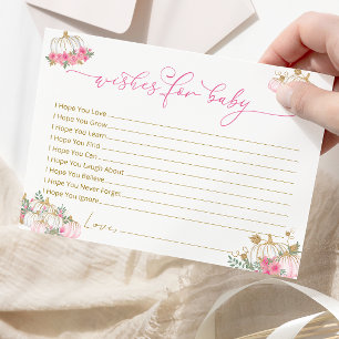 Postale Vœux de Baby Shower Rose Citrouille pour Carte de