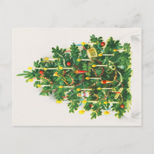 Postale Vœux de Noël, carte vintage, Sapin de Noël