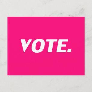 Postale "Voter" rose chaud, magenta, fuchsia, blanc Carte