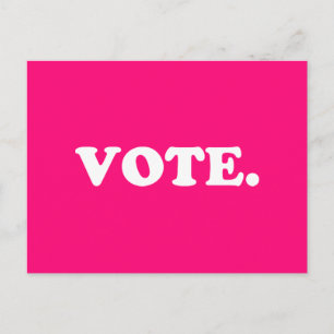 Postale "Voter" rose chaud, magenta, fuchsia, blanc Carte