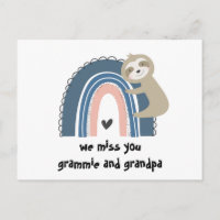 Vous Manquez Rainbow Sloth Grandparents Carte Post