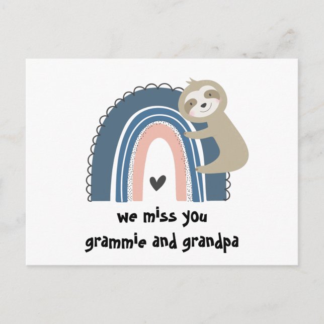 Postale Vous Manquez Rainbow Sloth Grandparents Carte Post (Devant)