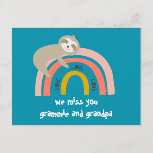 Postale Vous Manquez Rainbow Sloth Grandparents Carte Post