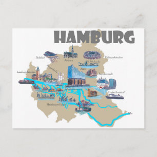 Postale Vue d'ensemble de la carte de Hambourg
