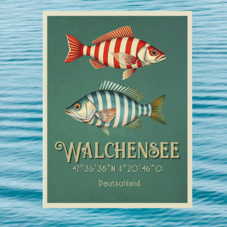 Postale Walchensee Lake Walchen Allemagne poisson Carte po