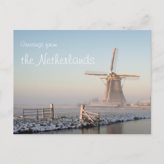 Postale Windmill dans la neige au lever du soleil carte po (Devant)