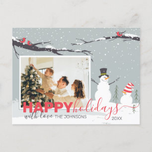 Postale Winter Snowman heureux vacances famille carte de v
