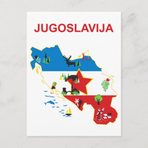 Postale Yougoslavie, carte touristique, voyage vintage