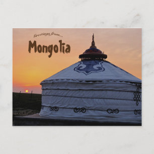Postale Yurt et coucher de soleil en Mongolie Carte postal