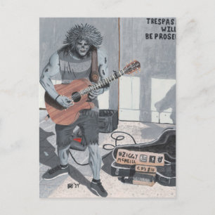 Postale Zombie Guitar Musicien de rue Imaginaire Art Carte