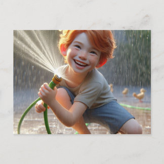 Postcar- Happy little boy playing  Postcard