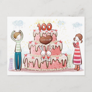 Postcard - 100 Years Love - Valentine Couple