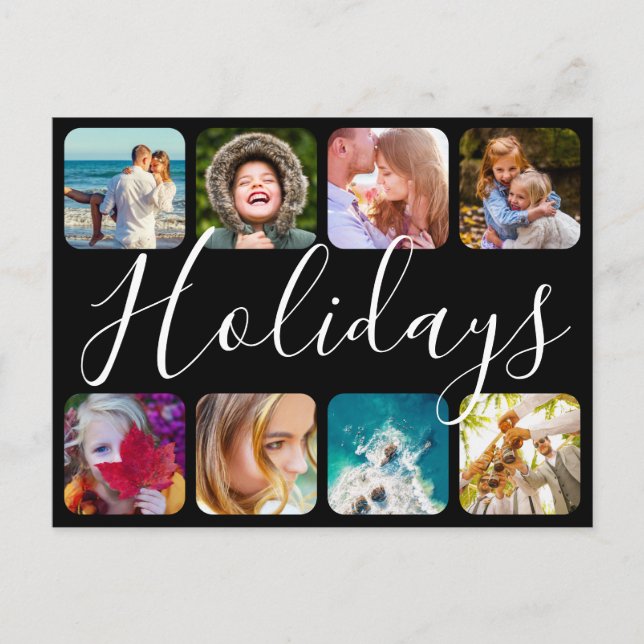 Postcard 8 Photo Holidays Rounded Template (Front)