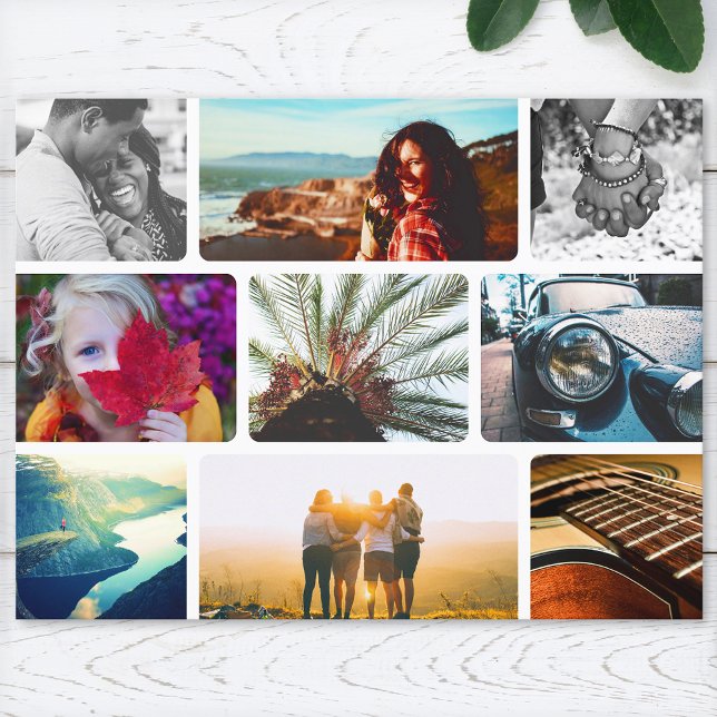 Postcard 9 Photo Template Rounded Frame Collage (Creator Uploaded)