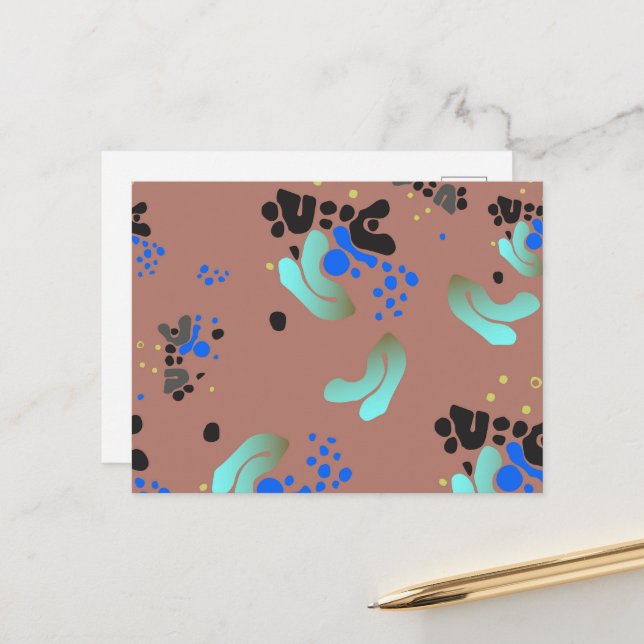 Postcard Abstract Colourful Blobs Fun  (Front/Back In Situ)