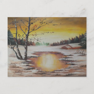Postcard Ann Hayes Painting Winter Scene