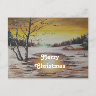Postcard Ann Hayes Winter Scene Merry Christmas