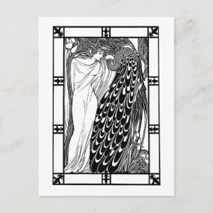 Postcard: Art Nouveau Peacock Artwork - The Kiss Postcard