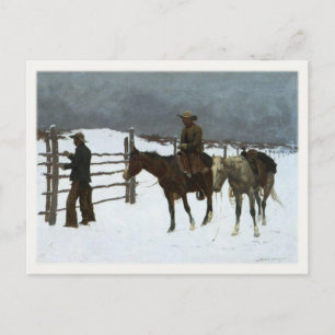 Postcard Art With Cowboys In The Snow
