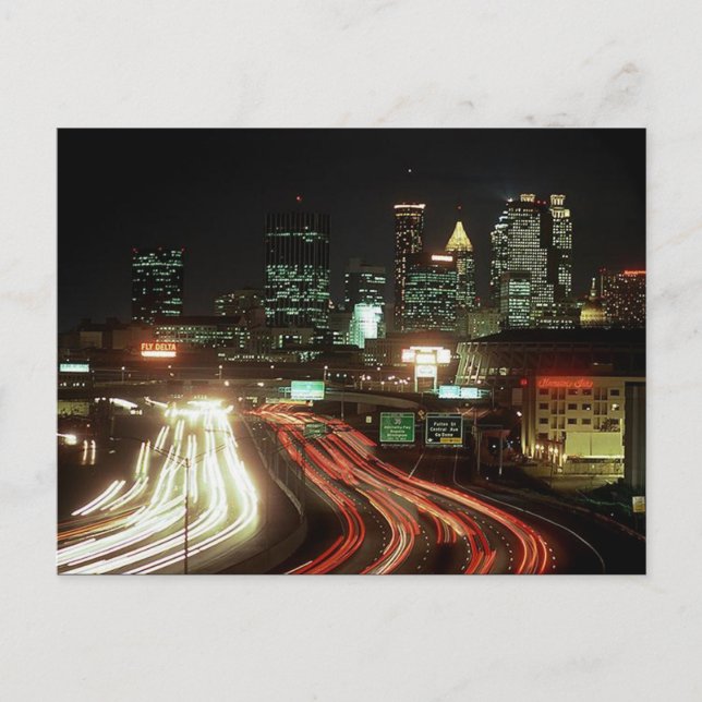 Postcard Atlanta Night Fulton St Central Ave Dome (Front)