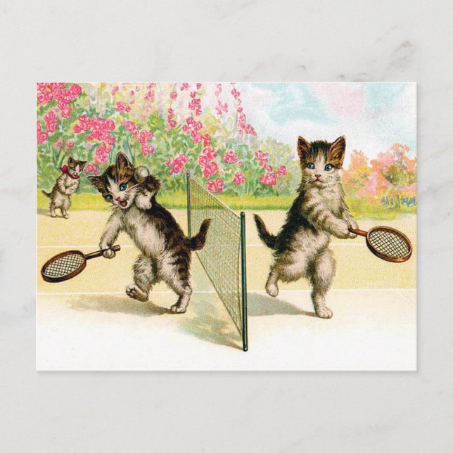 Postcard: Badminton Kittens Vintage Art Postcard (Front)