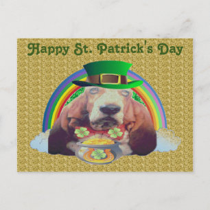 Postcard Basset Hound Happy St. Patrick's Day