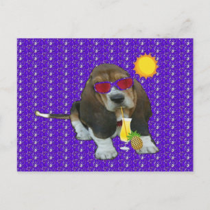 Postcard Basset Hound Sheldon Summer Time