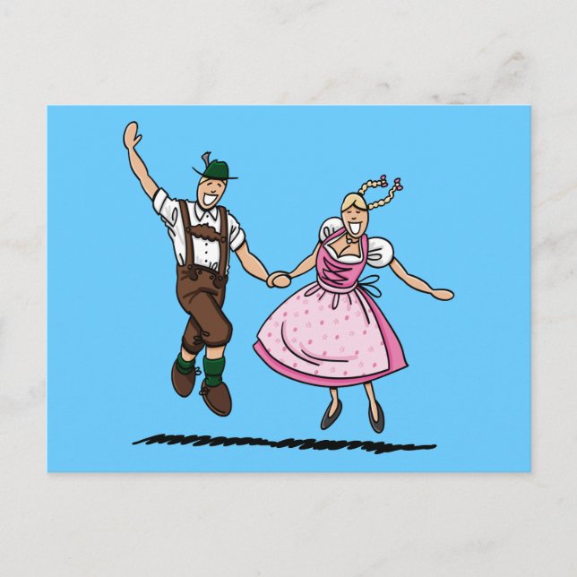 Postcard Bavarian BEER FESTIVAL Couple Dancing (Front)