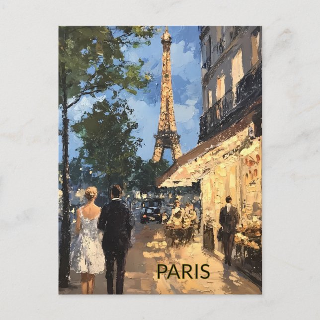 POSTCARD Beautiful Watercolor of Paris Travel (Front)