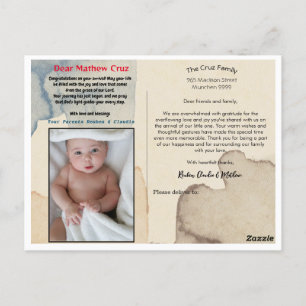 PostCard birth&blessing of baby.