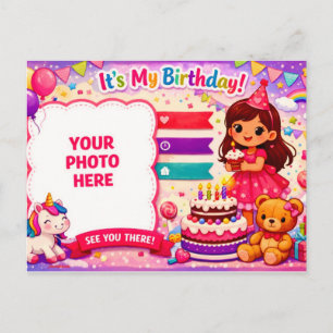 Postcard Birthday Invitation