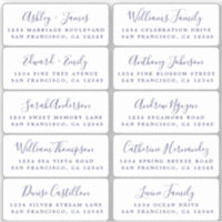 Postcard Blue Calligraphy Guest Address Labels