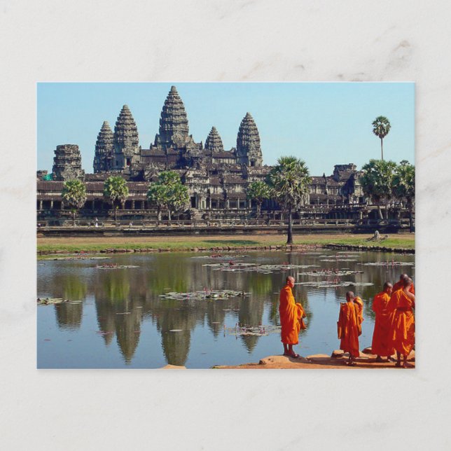 Postcard Buddhists in Angkor Wat, Cambodia (Front)