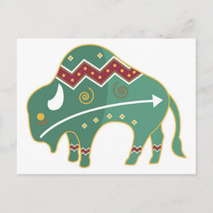 Postcard Buffalo Design Native American