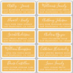 Postcard Calligraphy Wedding Guest Address Labels<br><div class="desc">Easy to personalize, names and addresses / individual wedding address label stickers for guests in a 2 x 0.8 inch size suitable for postcards! These chic, modern and simple wedding address labels feature your wedding guest names in white elegant handwritten script calligraphy and stylish typography on a mellow yellow background....</div>