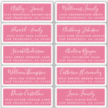 Postcard Calligraphy Wedding Guest Address Labels<br><div class="desc">Easy to personalize, names and addresses / individual wedding address label stickers for guests in a 2 x 0.8 inch size suitable for postcards! These chic, modern and simple wedding address labels feature your wedding guest names in white elegant handwritten script calligraphy and stylish typography on a hot pink background....</div>